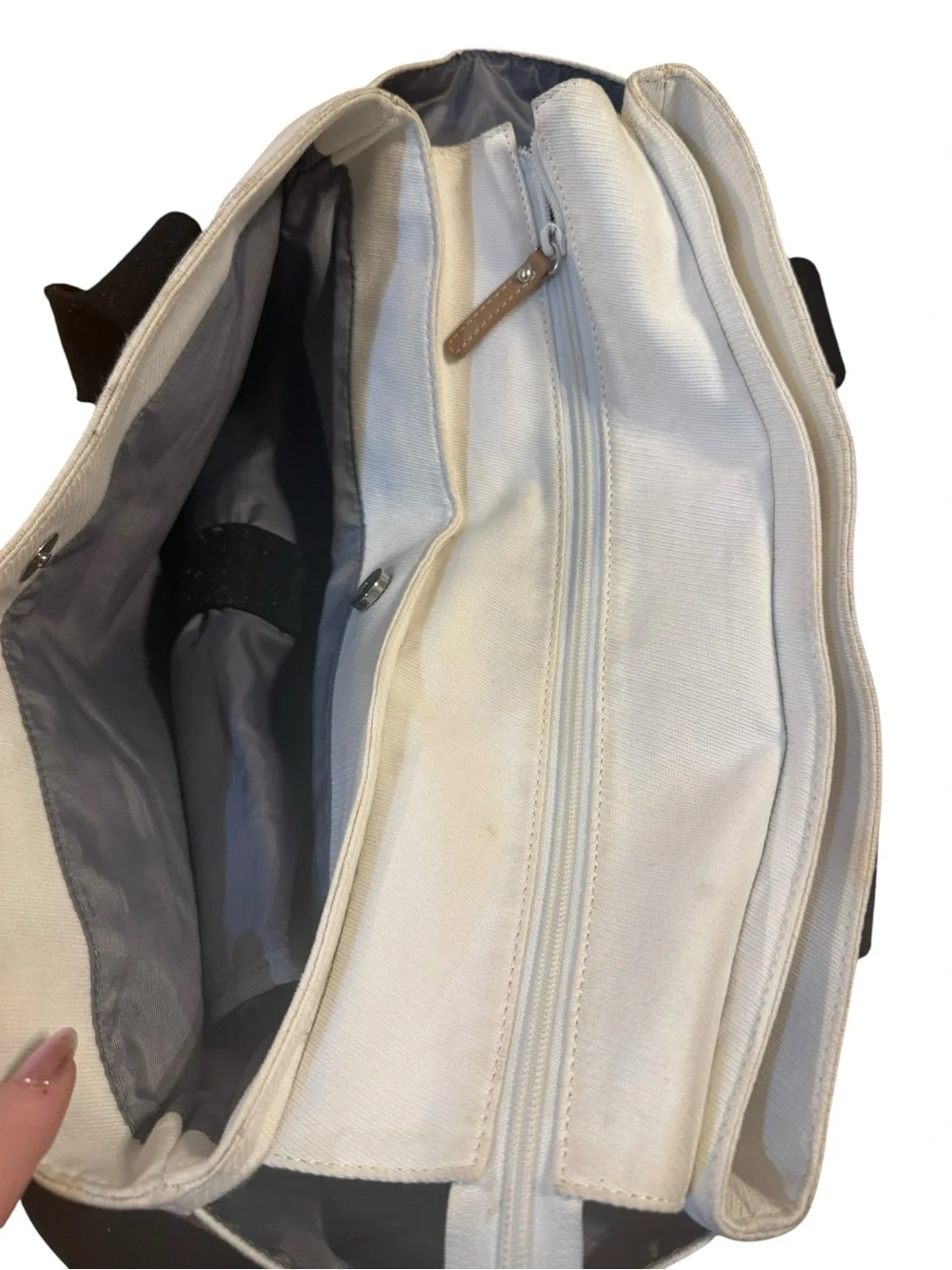 Pottery barn kids Canvas & Leather diaper bag - Black and Cream